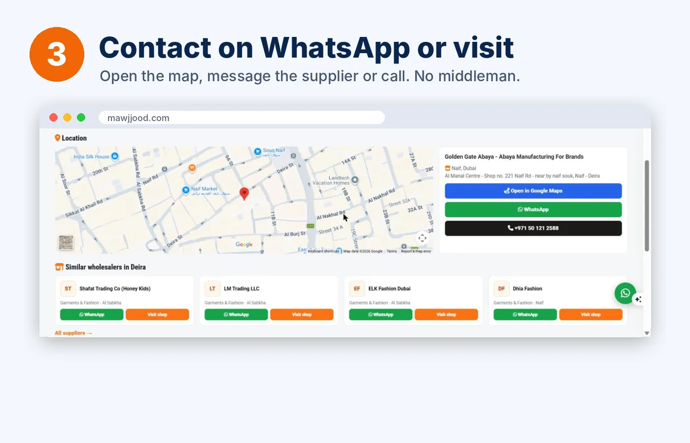 Step 3: contact the supplier on WhatsApp or visit the shop