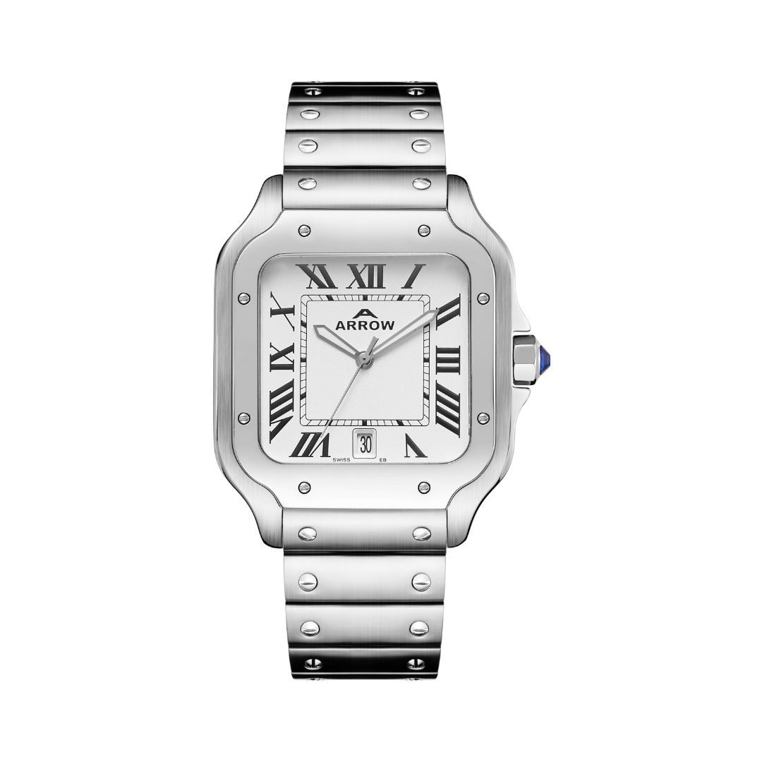 arrow-mens-watch-ar-5602-premium-stainless-steel-square-dial-with-roman-numerals-sapphire-glass-date-display-30m-water-resistant-elegant-d-big-0