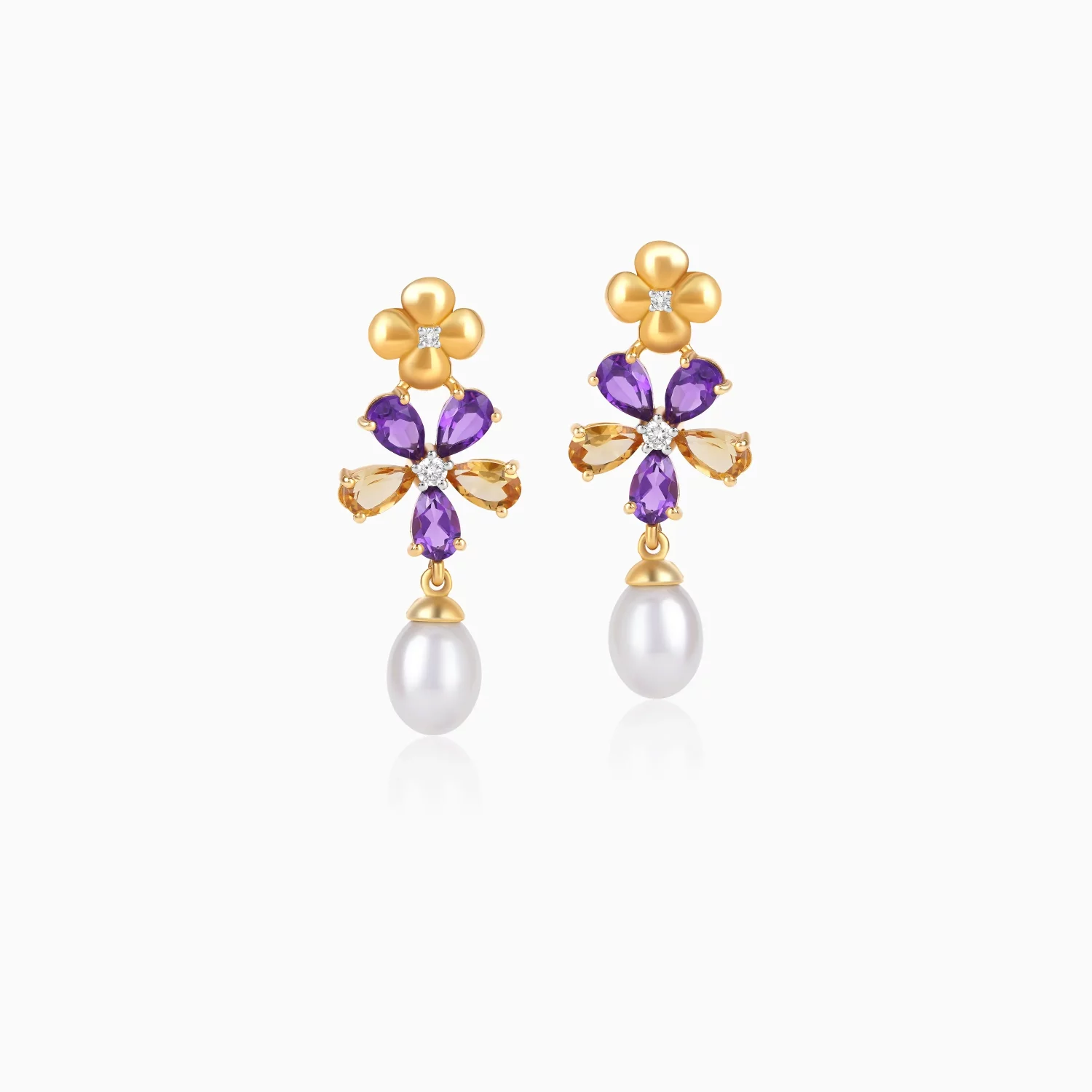 18k-yellow-gold-flower-earrings-with-diamonds-gemstones-dangling-pearls-danah-collection-big-0