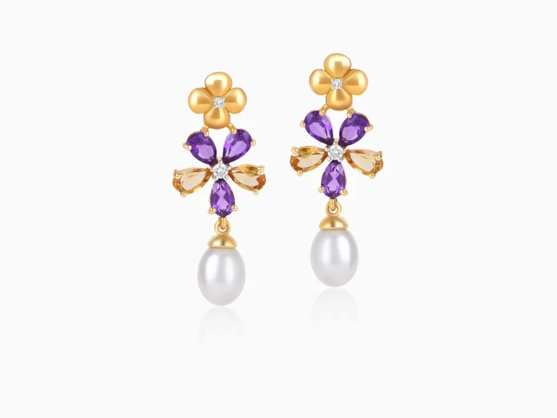 18k-yellow-gold-flower-earrings-with-diamonds-gemstones-dangling-pearls-danah-collection