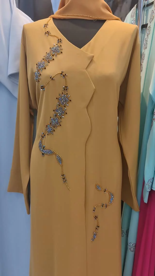 top-naif-mustard-abaya-with-beaded-embroidery-big-0