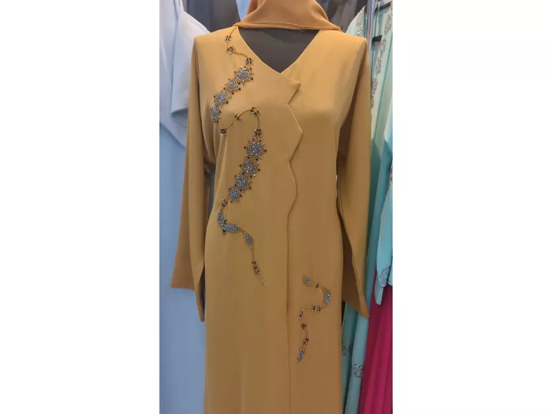 top-naif-mustard-abaya-with-beaded-embroidery