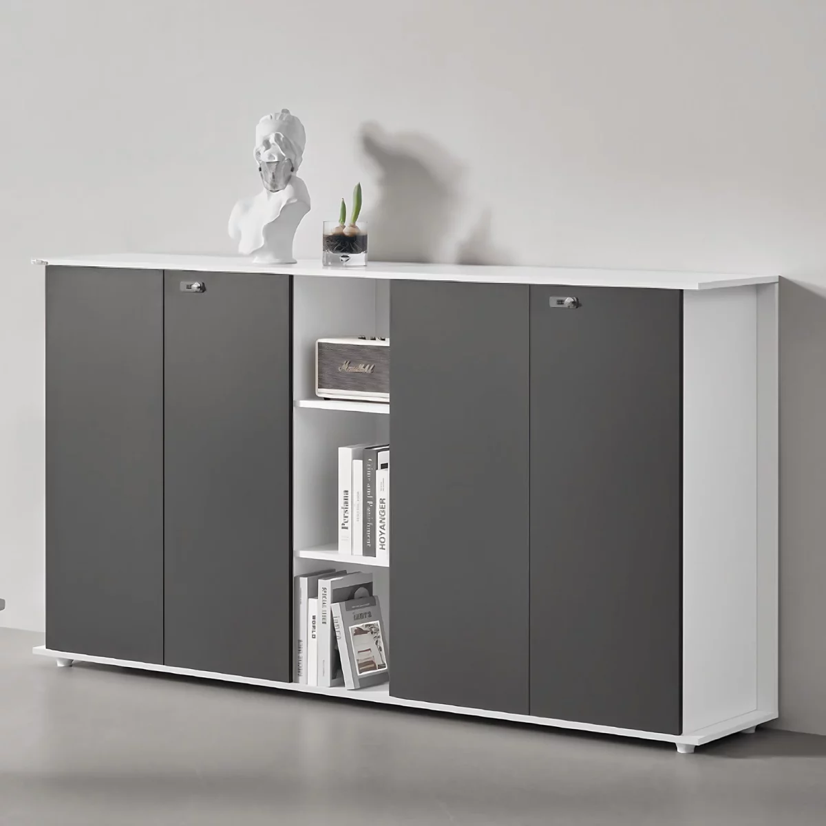 wide-2-shelf-storage-cabinet-with-4-doors-combination-lock-big-0