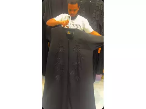 Bab Al Haneen – Black abaya with beaded embroidery